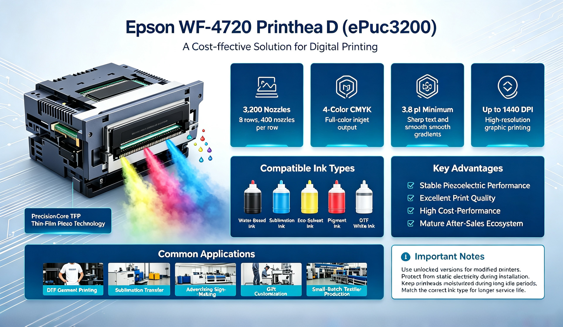 Najnowsze blogi firmy Epson WF-4720 Printhead EPS3200 | PrecisionCore TFP Print Head for DTF & Sublimation Printing